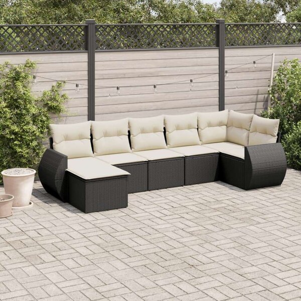 VidaXL Polyrattan Kerti Ülőgarnitúra - 7 részes - Fekete