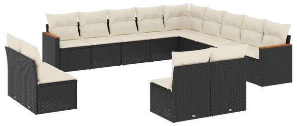 VidaXL Polyrattan Kerti Ülőgarnitúra - 13 részes - Fekete