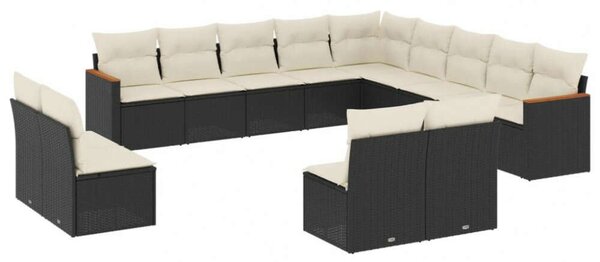VidaXL Polyrattan Kerti Ülőgarnitúra - 13 részes - Fekete