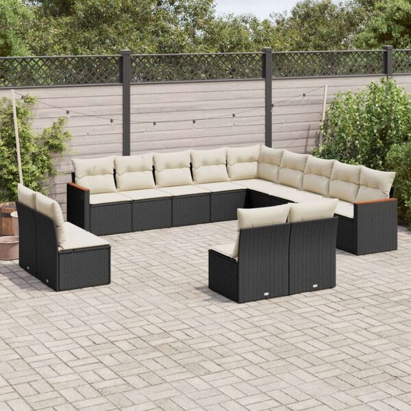 VidaXL Polyrattan Kerti Ülőgarnitúra - 13 részes - Fekete