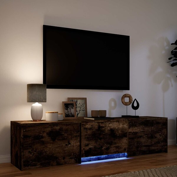 VidaXL LED-es tévéállvány Füstölt Tölgy 165 x 34 x 40 cm Mérnöki fa