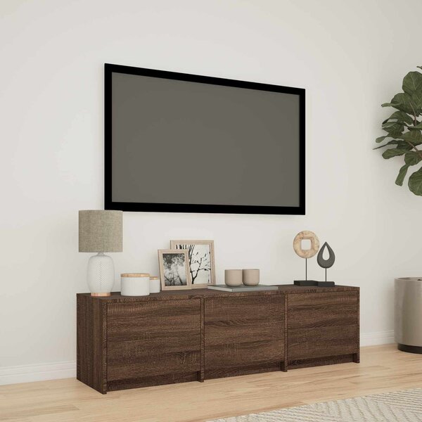 VidaXL LED-es tévéállvány Barna tölgy 140 x 34 x 40 cm Mérnöki fa