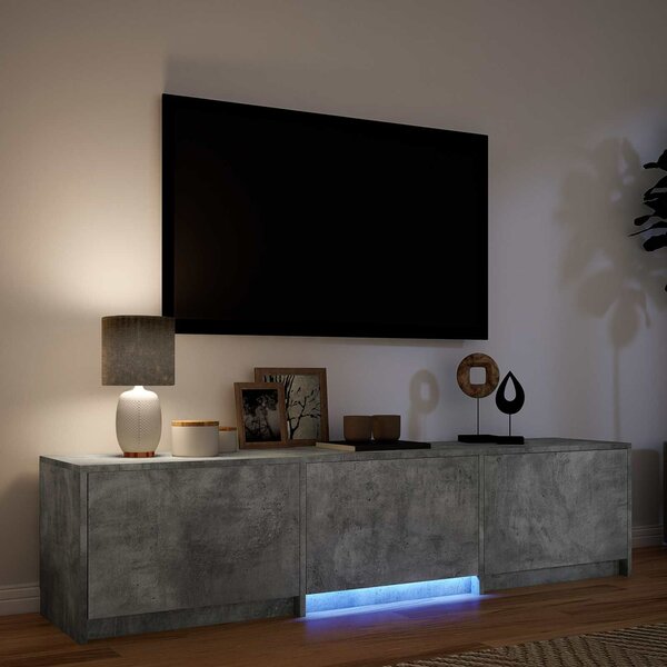 VidaXL LED-es tévéállvány Beton Szürke 165 x 34 x 40 cm Mérnöki fa