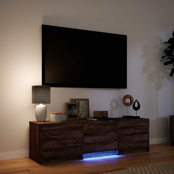 VidaXL LED-es tévéállvány Barna tölgy 140 x 34 x 40 cm Mérnöki fa