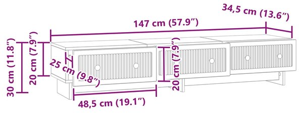 VidaXL TV szekrény Magasfényű Fehér 147 x 34,5 x 30 cm Szerelt Fa