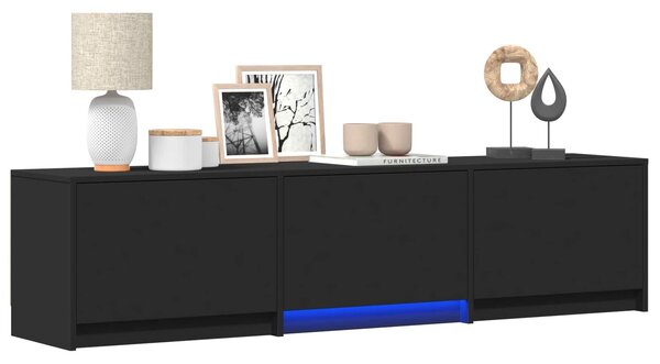 VidaXL LED-es tévéállvány LED-del Fekete 165 x 34 x 40 cm Mérnöki fa