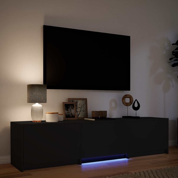 VidaXL LED-es tévéállvány LED-del Fekete 165 x 34 x 40 cm Mérnöki fa