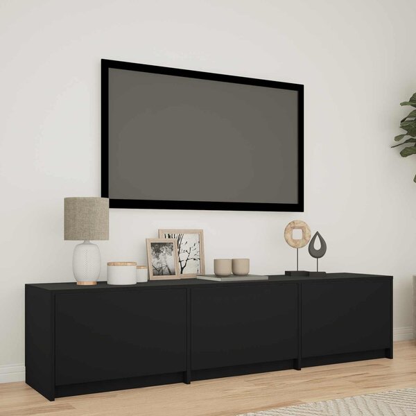 VidaXL LED-es tévéállvány LED-del Fekete 165 x 34 x 40 cm Mérnöki fa