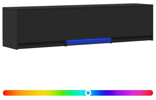 VidaXL LED-es tévéállvány LED-del Fekete 165 x 34 x 40 cm Mérnöki fa