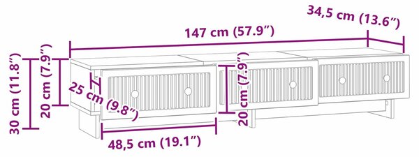 VidaXL TV szekrény Kézműves Tölgy 147 x 34,5 x 30 cm Szerelt Fa