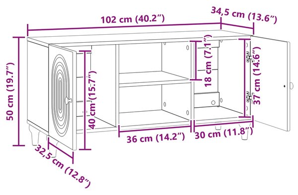 VidaXL TV szekrény Szürke Sonoma 102 x 34,5 x 50 cm Szerelt Fa
