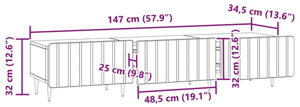 VidaXL TV szekrény fiókkal Fekete 147 x 34,5 x 32 cm Szerelt Fa