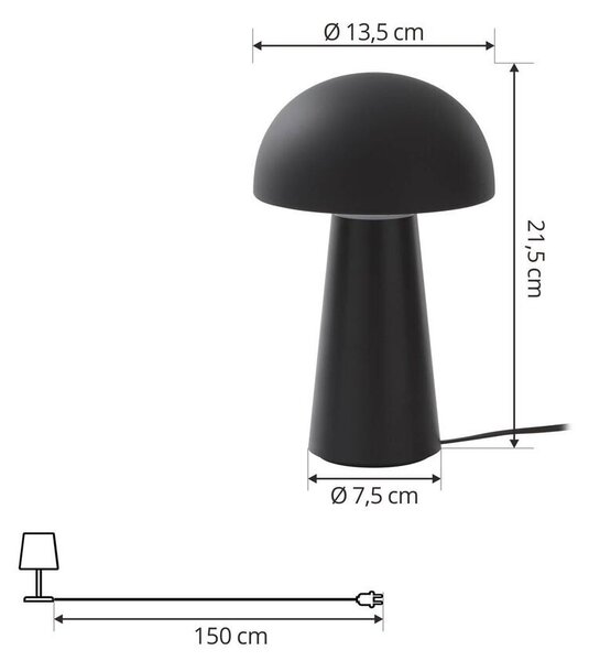 Lindby - Zyre LED Portable Asztali Lámpa IP44 Black - Lampemesteren