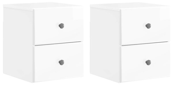 VidaXL Fali éjjeli szekrény 2 pcs Magasfényű Fehér 34,5 x 33 x 40 cm