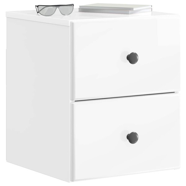VidaXL Fali éjjeli szekrény 2 pcs Magasfényű Fehér 34,5 x 33 x 40 cm