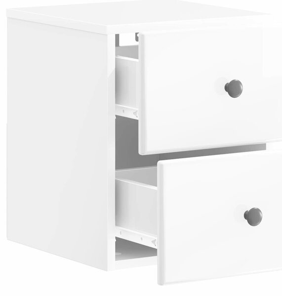 VidaXL Fali éjjeli szekrény 2 pcs Magasfényű Fehér 34,5 x 33 x 40 cm