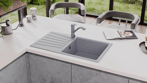 Ulgran U-703-341 Gránit Mosogatótálca - Extra mély, Csepegtetőtálcás, Tejfehér