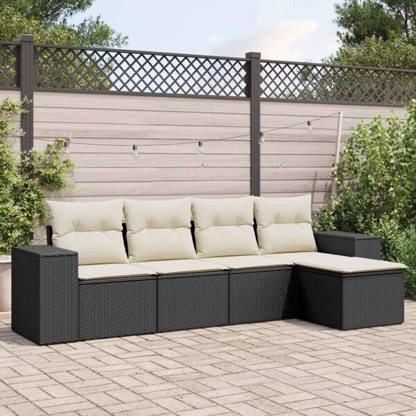 Polyrattan Kerti Kanapé 5 részes - Fekete