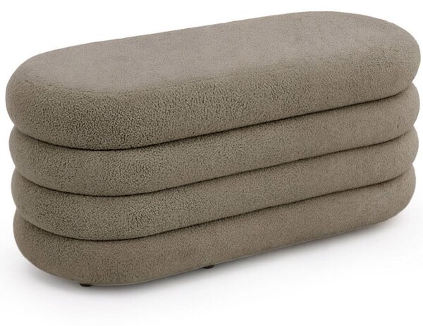 Puffo tapétázott puff tárolóval, bársony, 100x42x42 cm, moha-barna