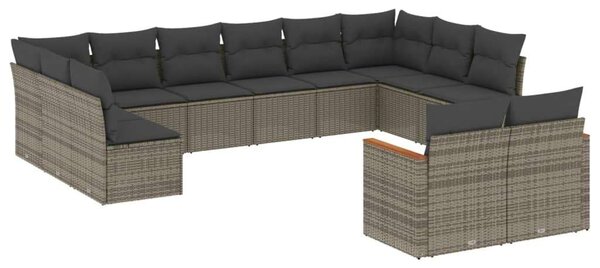 VidaXL 12 részes szürke polyrattan kerti ülőgarnitúra párnákkal