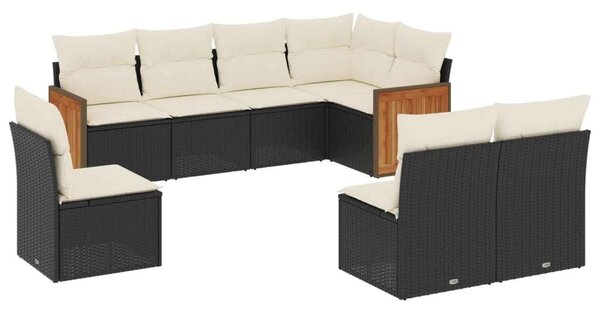 VidaXL Polyrattan Kerti Ülőgarnitúra - 8 részes - Fekete