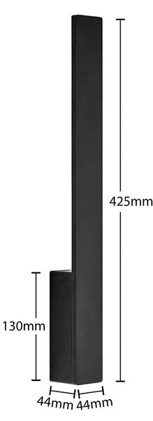 Arcchio Ivano LED fali lámpa, 42,5 cm, fekete, fém, Fekete, Folyosó, Alumínium, Modern