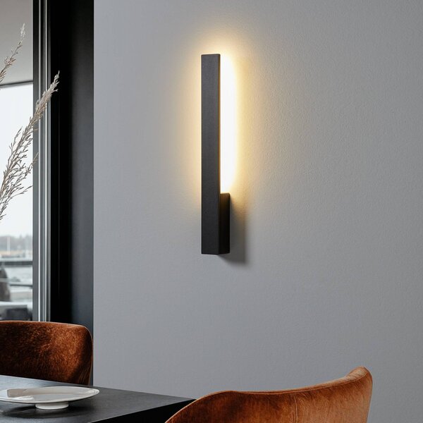 Arcchio Ivano LED fali lámpa, 42,5 cm, fekete, fém, Fekete, Folyosó, Alumínium, Modern