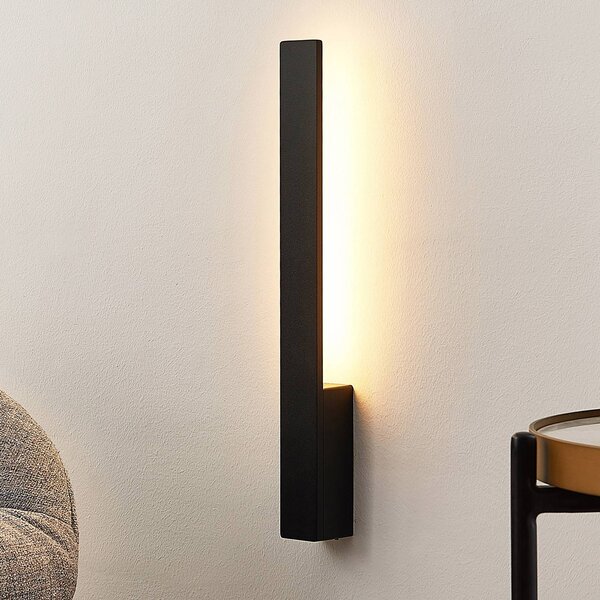 Arcchio Ivano LED fali lámpa, 42,5 cm, fekete, fém, Fekete, Folyosó, Alumínium, Modern