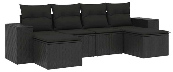VidaXL Polyrattan Kerti Ülőgarnitúra - 6 részes - Fekete