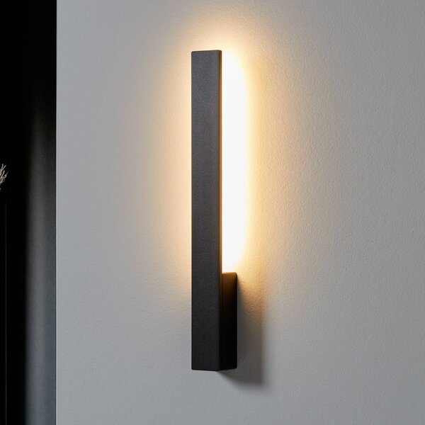 Arcchio Ivano LED fali lámpa, 42,5 cm, fekete, fém, Fekete, Folyosó, Alumínium, Modern