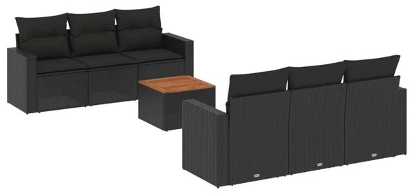 VidaXL Polyrattan Kerti Ülőgarnitúra - 7 részes - Fekete