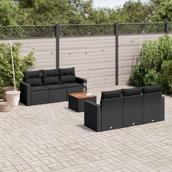 VidaXL Polyrattan Kerti Ülőgarnitúra - 7 részes - Fekete