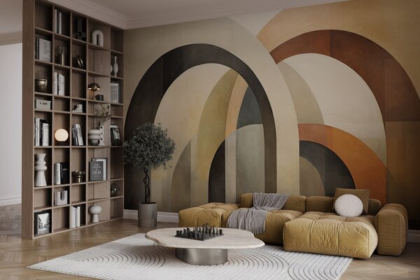 Fotótapéta Absztrakt textúrájú geometrikus ívek földes bézs, barna és, 3d fotótapéta, Fotótapéta 3d geometriai alakzatok, w09611 : Uwalls.hu