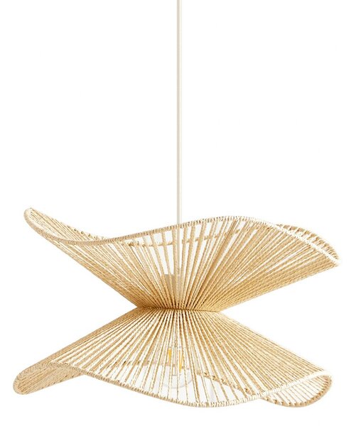 Lindby függőlámpa Valdorin, bézs, papír, Ø 40 cm, E27, dimmelhető, Krém / borostyánsárga, Hálószoba, Papír / lunolit / lunopal, Modern
