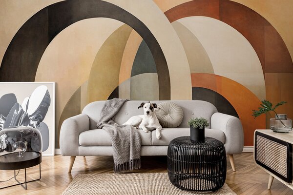 Fotótapéta Absztrakt textúrájú geometrikus ívek földes bézs, barna és, 3d fotótapéta, Fotótapéta 3d geometriai alakzatok, w09611 : Uwalls.hu
