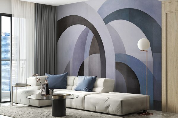 Fotótapéta Absztrakt textúrájú geometrikus ívek kék, fekete és szürke, 3d fotótapéta, Fotótapéta 3d geometriai alakzatok, w09611v1 : Uwalls.hu