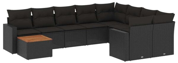 VidaXL Polyrattan Kerti Ülőgarnitúra - 10 részes - Fekete