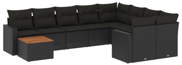 VidaXL Polyrattan Kerti Ülőgarnitúra - 10 részes - Fekete