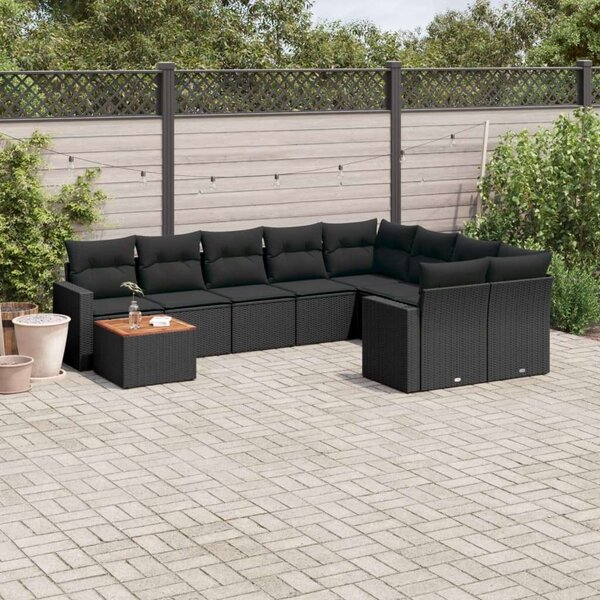VidaXL Polyrattan Kerti Ülőgarnitúra - 10 részes - Fekete