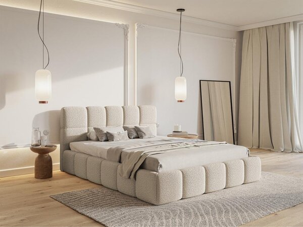 Franciaágy 180 cm Cirsten 180B (ágyráccsal) (világos bézs)