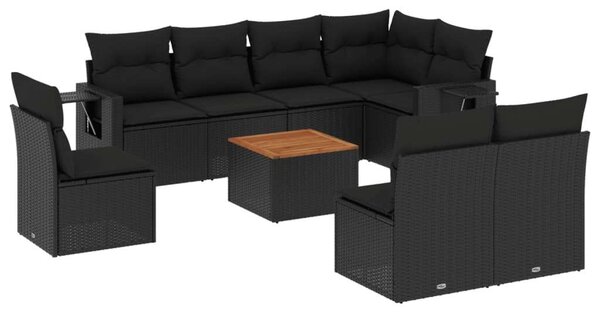 VidaXL Polyrattan Kerti Ülőgarnitúra - 9 részes - Fekete