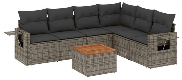 VidaXL Polyrattan Kerti Ülőgarnitúra - 7 részes - Szürke