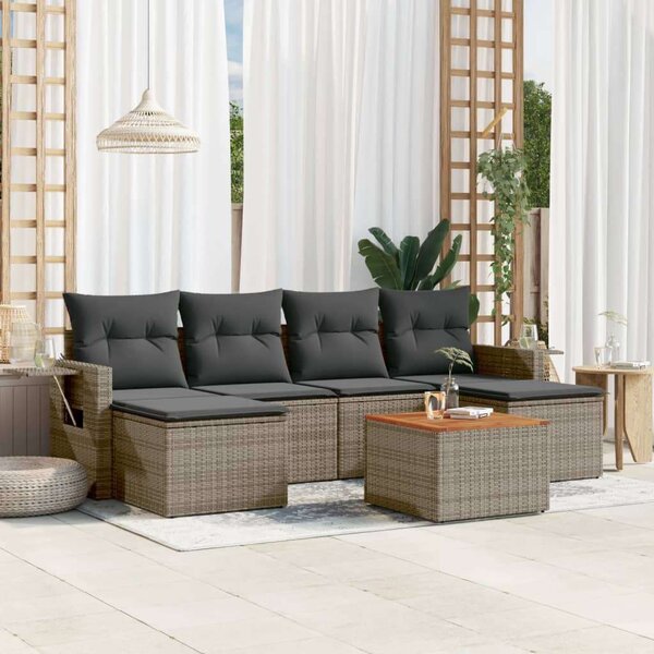 VidaXL Polyrattan Kerti Ülőgarnitúra - 7 részes - Szürke
