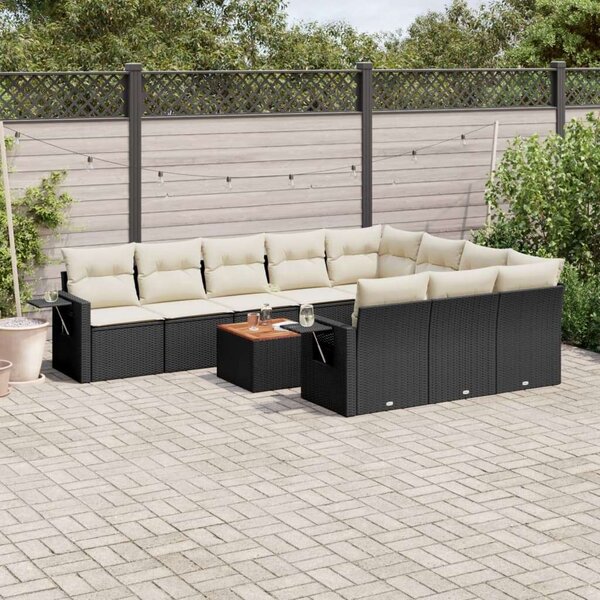 VidaXL Polyrattan Kerti Ülőgarnitúra - 11 részes - Fekete