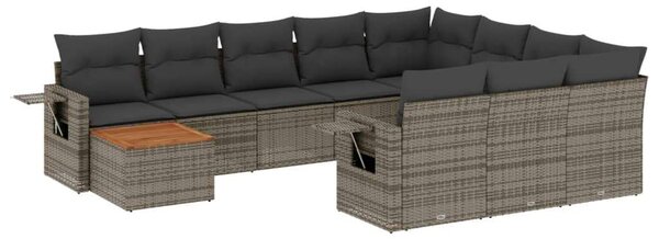 VidaXL Polyrattan Kerti Ülőgarnitúra - 11 részes - Szürke