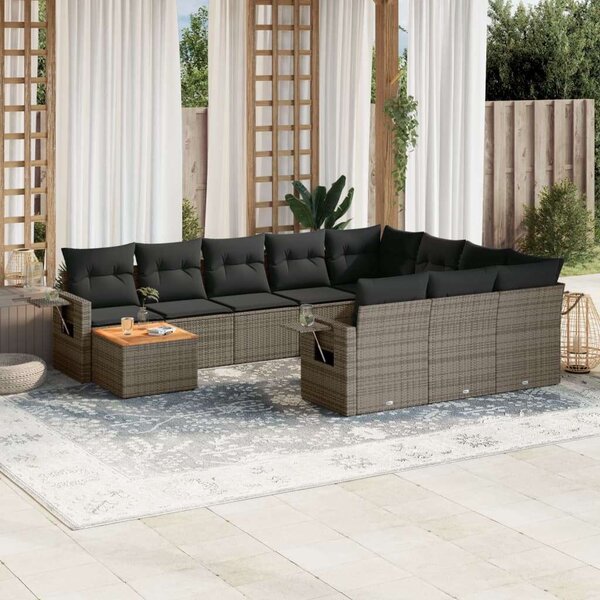 VidaXL Polyrattan Kerti Ülőgarnitúra - 11 részes - Szürke