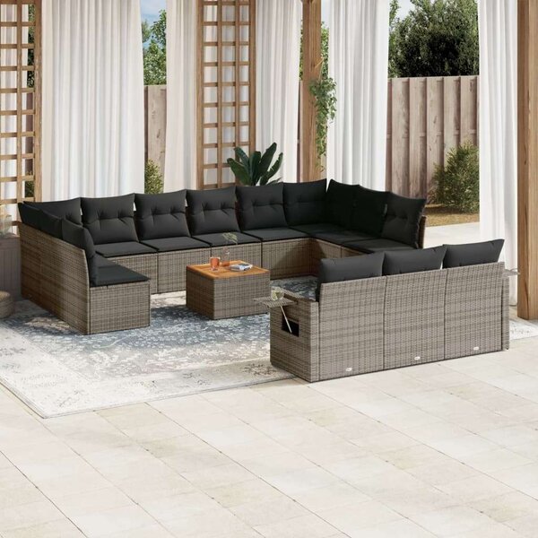 VidaXL Polyrattan Kerti Ülőgarnitúra - 14 részes - Szürke