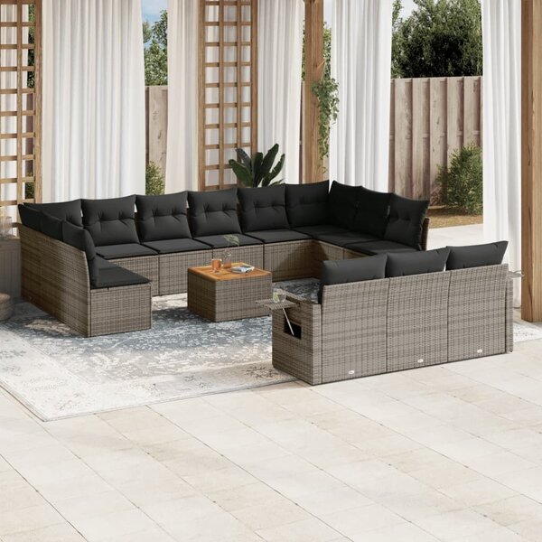 VidaXL Polyrattan Kerti Ülőgarnitúra - 14 részes - Szürke