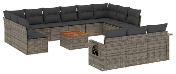 VidaXL Polyrattan Kerti Ülőgarnitúra - 14 részes - Szürke