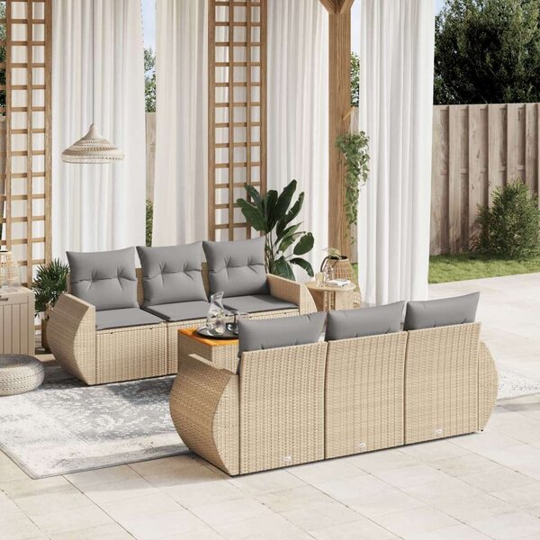 VidaXL Polyrattan Kerti Ülőgarnitúra - 7 részes, Bézs